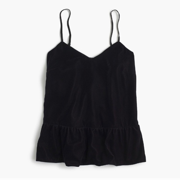 J.Crew black velvet ruffle peplum cami size 6 - Picture 3 of 8
